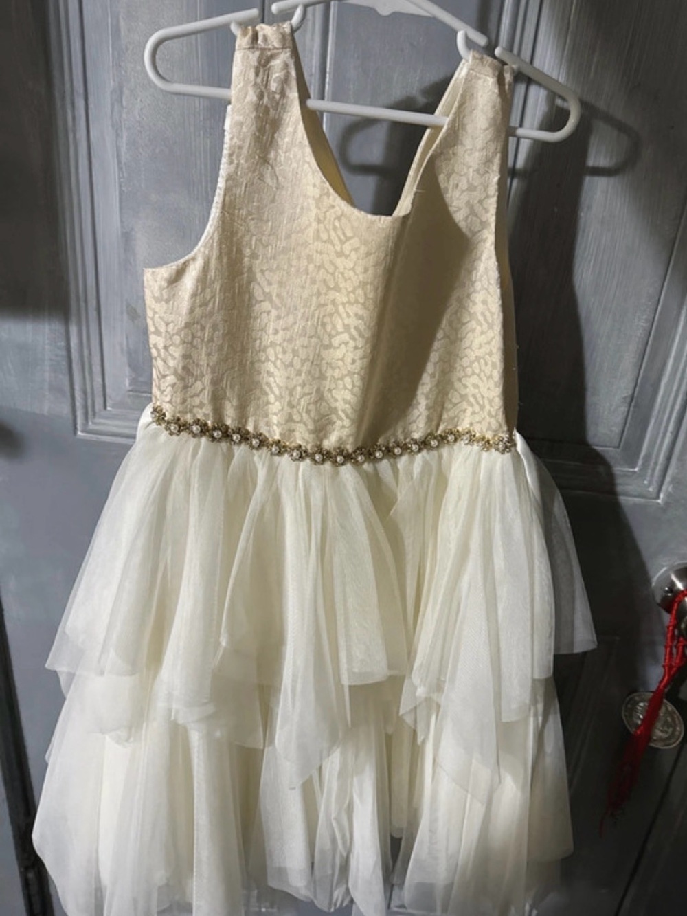 Nanette Lepore Cream/Ivory Layered Tulle Party Dress with Beaded Waist